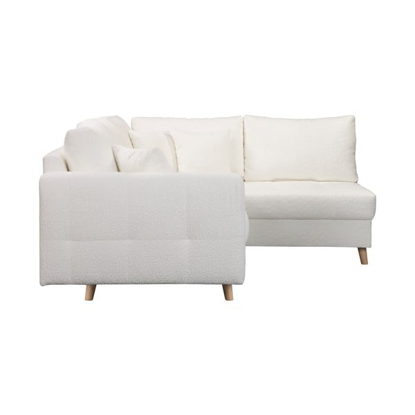 Бял ъглов диван от плат букле (десен ъгъл) Ariella - Ropez-image-4