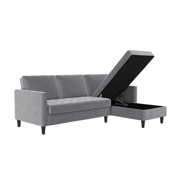 Светлосив кадифен ъглов диван Presley – Støraa-image-3