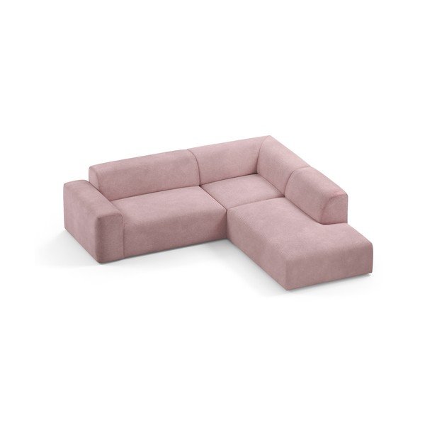 Розов ъглов диван от велур , 260 см, десен ъгъл Karen - Marie Claire Home-image-3