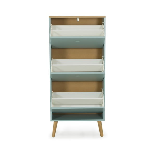 Зелена етажерка за обувки с крака от дъбово дърво с 3 копчета Dot - Tenzo-image-2