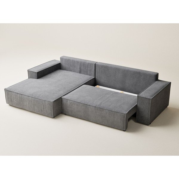 Сив шенилов сгъваем/с място за съхранение ъглов диван (ляв ъгъл) Maze – Maison de Rêve-image-3