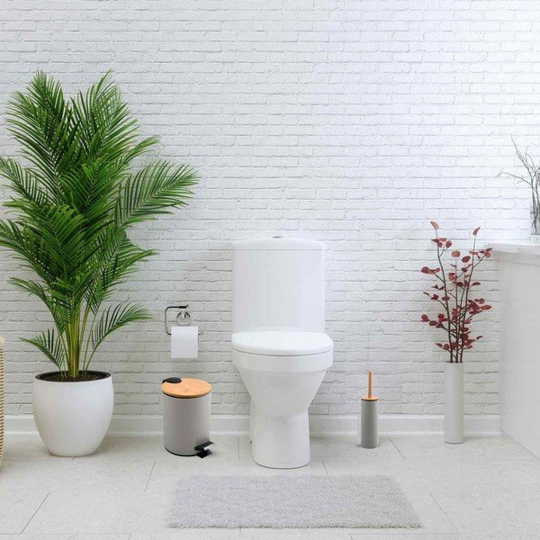 Кафяво-сиво стоманено кошче за боклук с педал 5 l   Adonis – Spirella-image-1