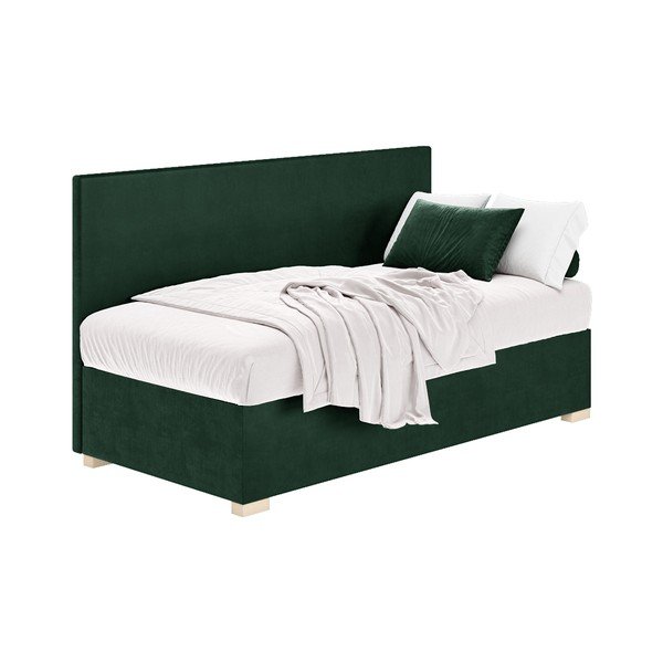 Тъмнозелено детско легло 90x200 cm с място за съхранение с включен матрак Cozi – Ghado-image-2