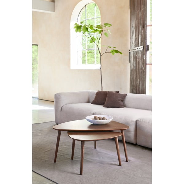 Кафяви масички за кафе в комплект от 2 бр. от декор от дъб  70x100 cm Adda – Unique Furniture-image-1