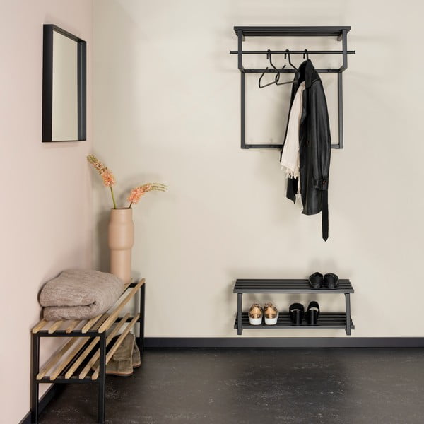 Черна метална стенна закачалка с рафт 76 cm Rizzoli – Spinder Design-image-4