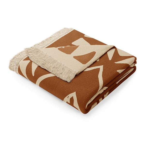 Кафяво одеяло със смес от памук , 150 x 200 cm Navajo - AmeliaHome