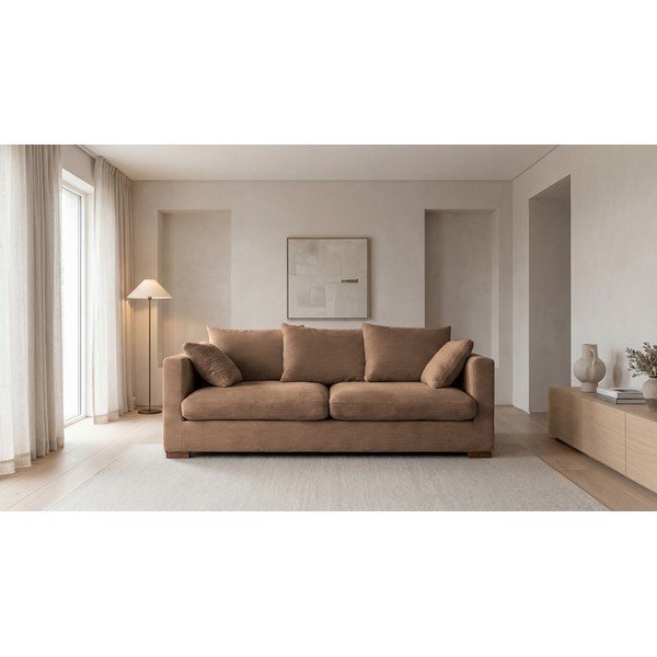 Светлокафяв велурен диван 220 cm Comfy - Scandic-image-4