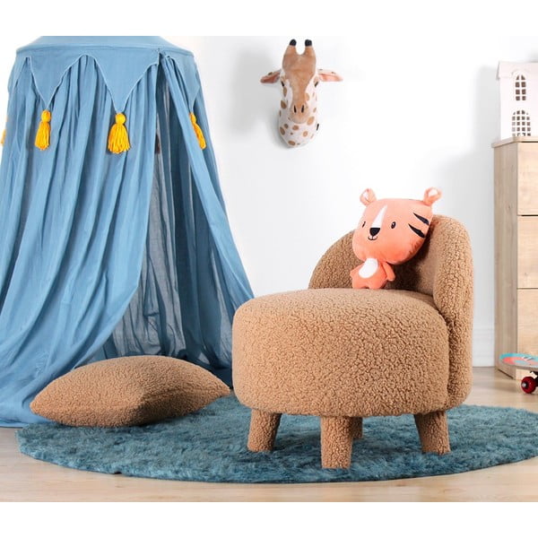 Кафяв детски фотьойл от плат букле Moouv – Artie-image-1