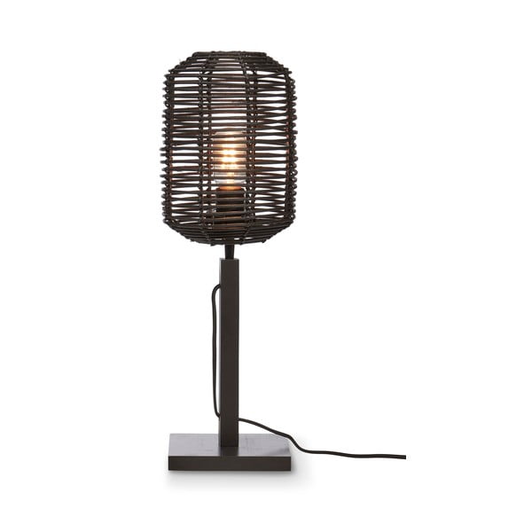 Черна настолна лампа с абажур от ратан (височина 45 cm) Tanami - Good&Mojo
