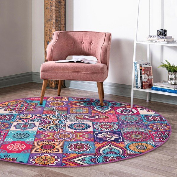 Кръгъл килим подходящ за пране и за прахосмукачки роботи ø 100 cm Comfort – Mila Home-image-1