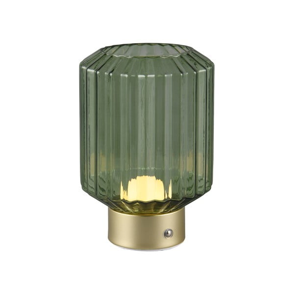 Димируема настолна LED лампа в зелено и златисто със стъклен абажур (височина 19,5 см) Lord - Trio