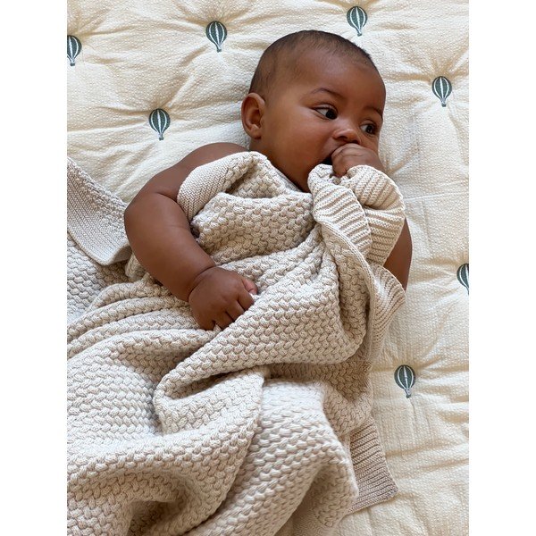 Светложълто/синьо  олекотено бебешко одеяло от органичен памук 90x120 cm Balloon – Cam Cam Copenhagen-image-4