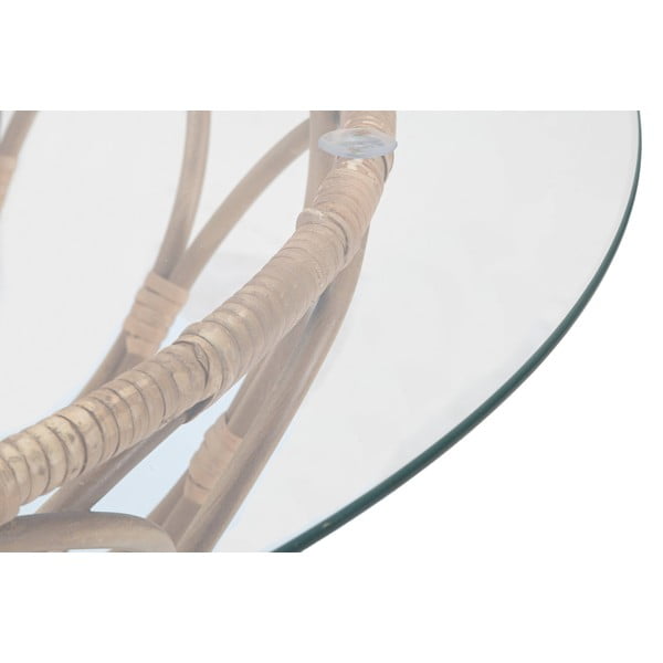 Кръгла масичка за кафе със стъклен плот в естествен цвят ø 75 cm Panama - Mauro Ferretti-image-3