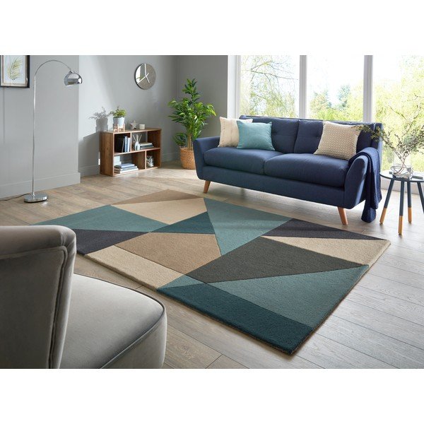 Синьо-бежов вълнен килим 230x160 cm Arlo Harper - Flair Rugs-image-1