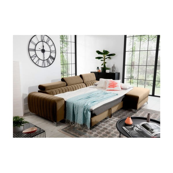 Светлокафяв кадифен разтегателен ъглов диван с място за съхранение (десен ъгъл) Grayson – ELTAP-image-4