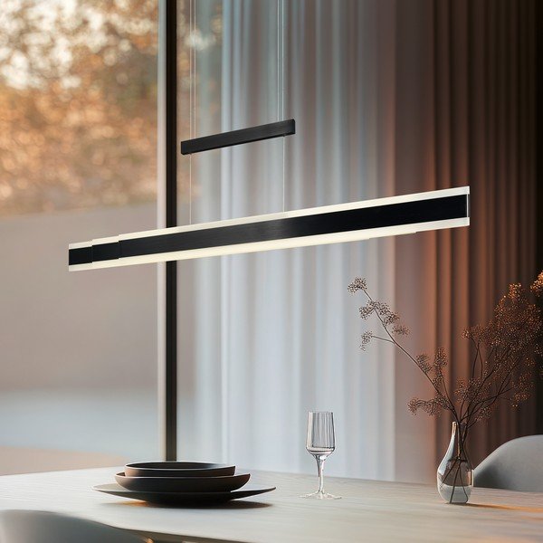 Матово черно LED висящо осветително тяло с метален абажур Arcola – Trio-image-1