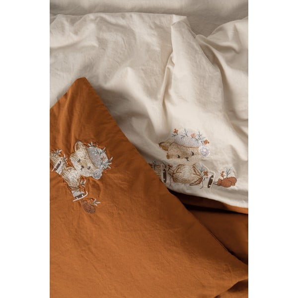 Оранжево-бежово памучно детско спално бельо  с включен долен чаршаф, 4 части 100x150 cm Clever – Mijolnir-image-2