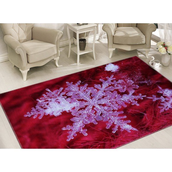 Koberec Vitaus Christmas Period Red Icy Snowflake, 50 x 80 cm-image-1