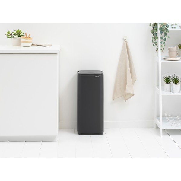 Тъмносиво стоманено кошче за боклук отваряне с докосване 30 l Bo Touch – Brabantia-image-1