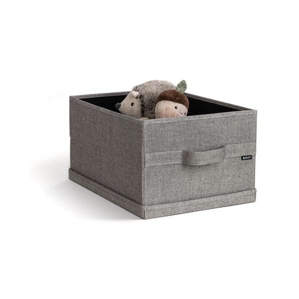 Сива текстилна кутия за съхранение с капак 31x41x22 cm Soft Storage Medium – Bigso-image-4
