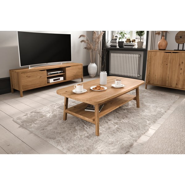 Масичка за кафе от масивен дъб в естествен цвят  70x110 cm Twig – The Beds-image-3