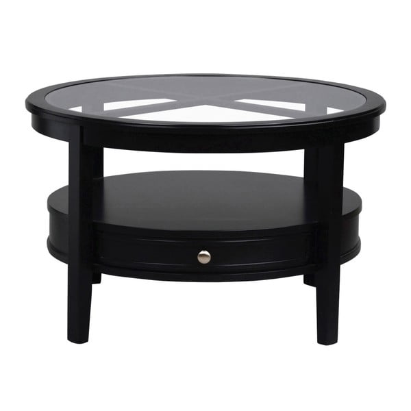 Černý kruhový dubový konferenční stolek Folke  Nótt, ⌀ 85 cm