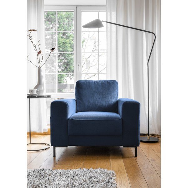 Тъмносиньо кресло от рипсено кадифе Lofty Lilly – Miuform-image-1