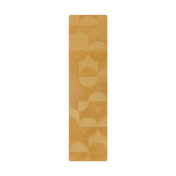 Жълт вълнен килим в цвят охра 60x230 cm Gigi - Flair Rugs
