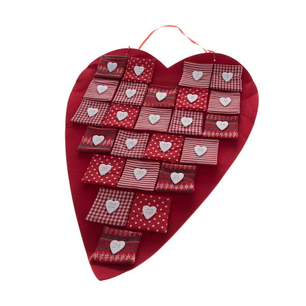 Червен текстилен календар с форма на сърце, дължина 68 cm - Dakls