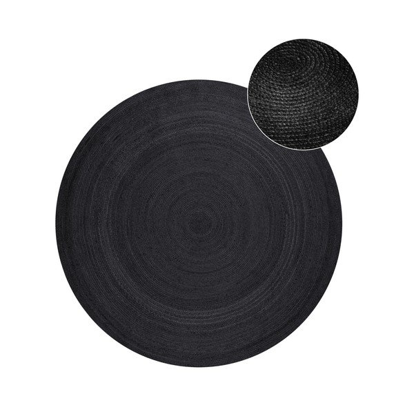 Черен двустранен ръчно изработен ютен кръгъл килим ø 140 cm Braided  – Hanse Home
