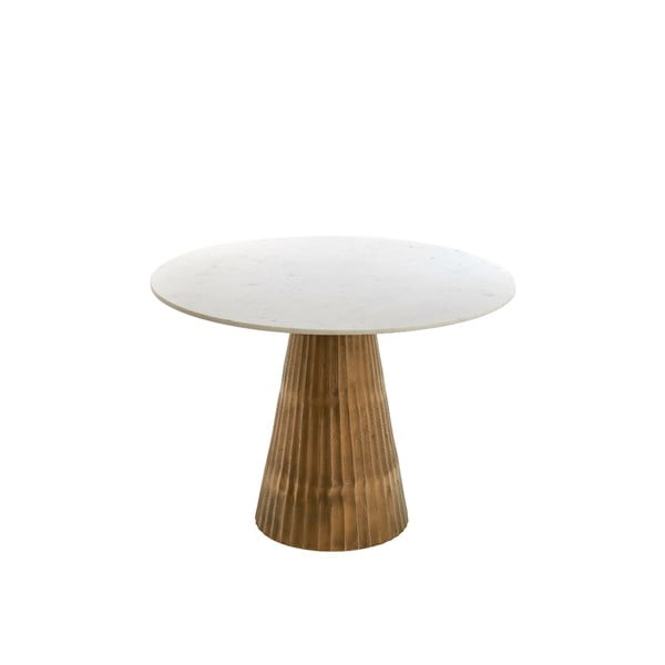 Кръгла маса за хранене в бяло и бронз с мраморен плот ø 100 cm Leyda - Light & Living