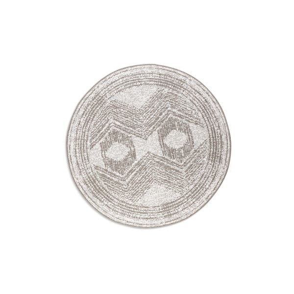 Кафяво-кремав кръгъл външен килим ø 100 cm Gemini – Elle Decoration
