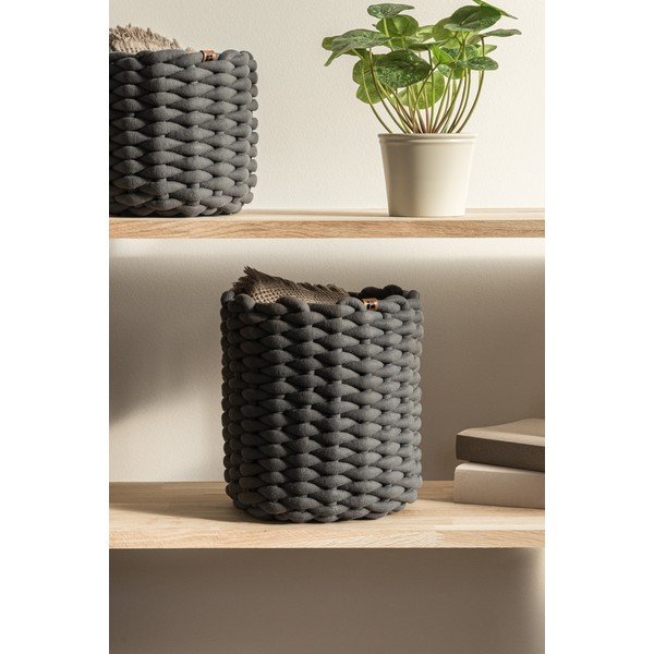 Текстилна кошница ø 25x25 cm Peach Skin Round M – Bigso-image-1