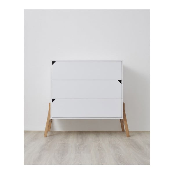 Бял скрин с 3 чекмеджета Lotta - BELLAMY-image-1