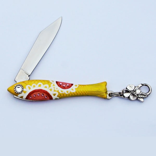 Český nožík rybička, žlutá malovaná