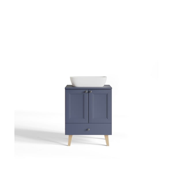 Нисък шкаф без мивка в тъмносин/естествен цвят 60x76 cm Venezia - STOLKAR