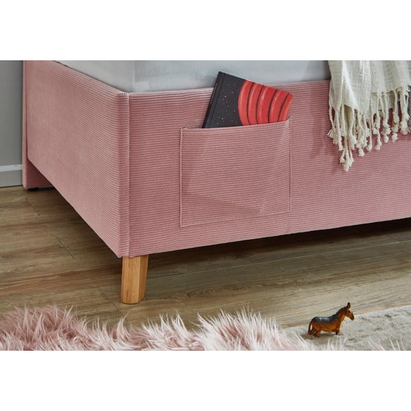 Розово тапицирано ъглово детско легло 90x200 cm без ламелно дъно Cool – Meise Möbel-image-3