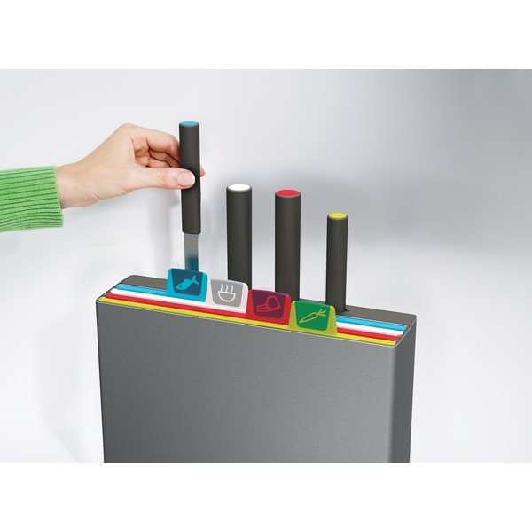Комплект от сива стойка с 4 дъски и ножове Index - Joseph Joseph-image-4
