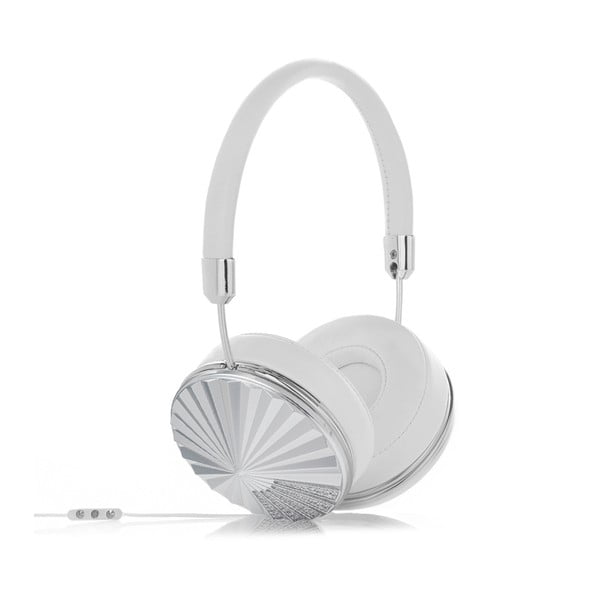 Bílá sluchátka s detaily ve stříbrné barvě Frends Taylor