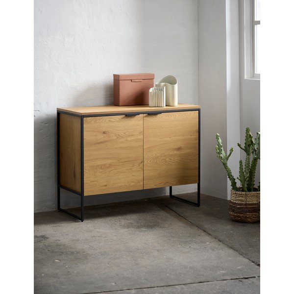 Скрин от декор от дъб  в естествен цвят 104,5x80x45 cm Cesura – Unique Furniture-image-1