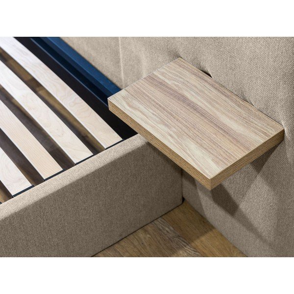 Бежово тапицирано двойно легло с място за съхранение с решетка 160x200 cm Blandine - Bobochic Paris-image-4