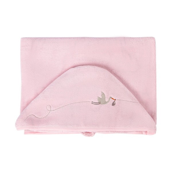 Розова памучна бебешка кърпа с качулка 80x135 cm Bebemarin - Foutastic