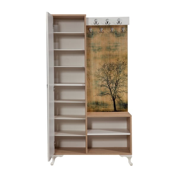 Кафяво-бяла стена в коридора с огледало Inci Tree, височина 196 cm - Vella-image-2