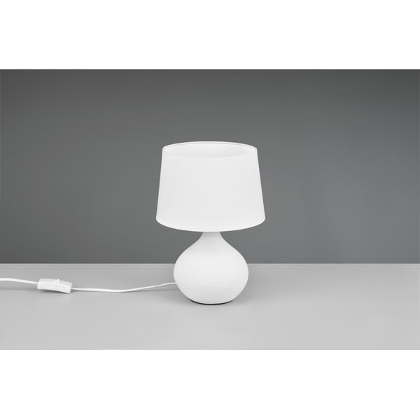 Настолна лампа от бяла керамика и плат, височина 29 cm Martin - Reality-image-3