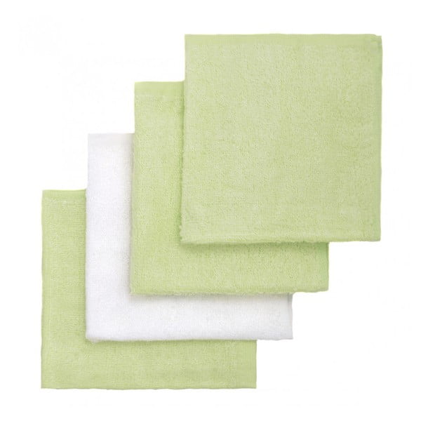 Комплект от 4 бамбукови кърпи за миене в зелено и бяло - T-TOMI