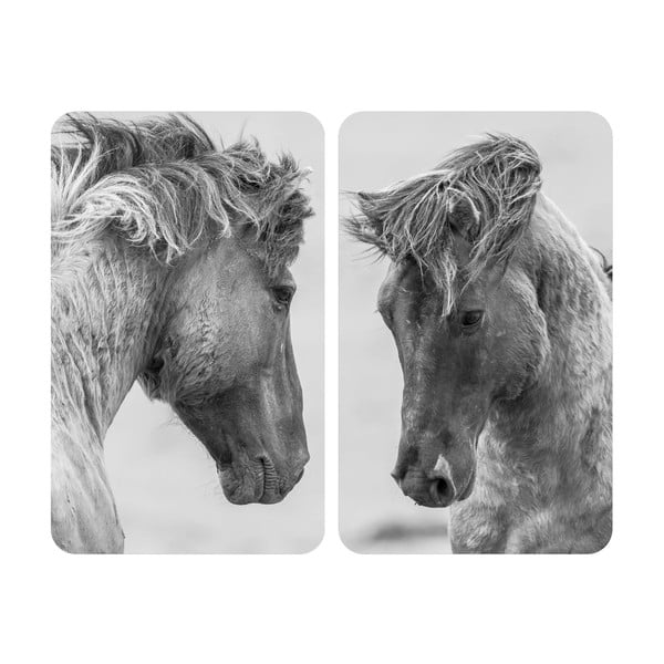 Комплект от 2 сиви капака за печка , 52 x 30 cm Horses - Wenko