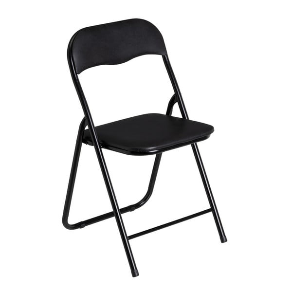 Черен сгъваем трапезен стол от имитация на кожа – Casa Selección