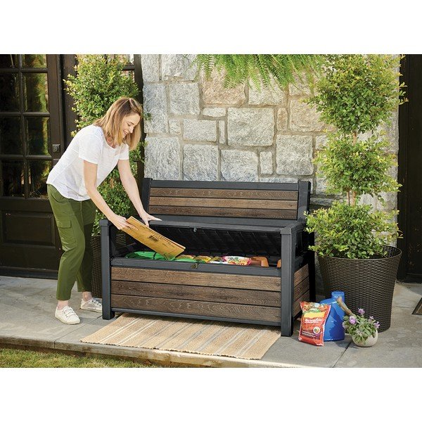 Тъмнокафява пластмасова градинска пейка Deco – Keter-image-4