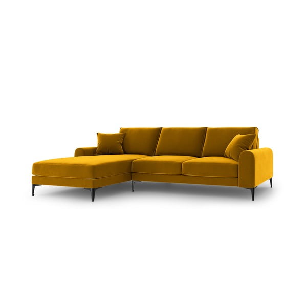 Ъглов диван от жълто кадифе , ляв ъгъл Madara - Mazzini Sofas