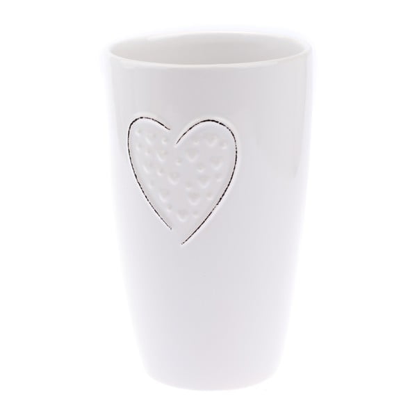 Бяла керамична ваза Hearts Dots, височина 22 cm - Dakls